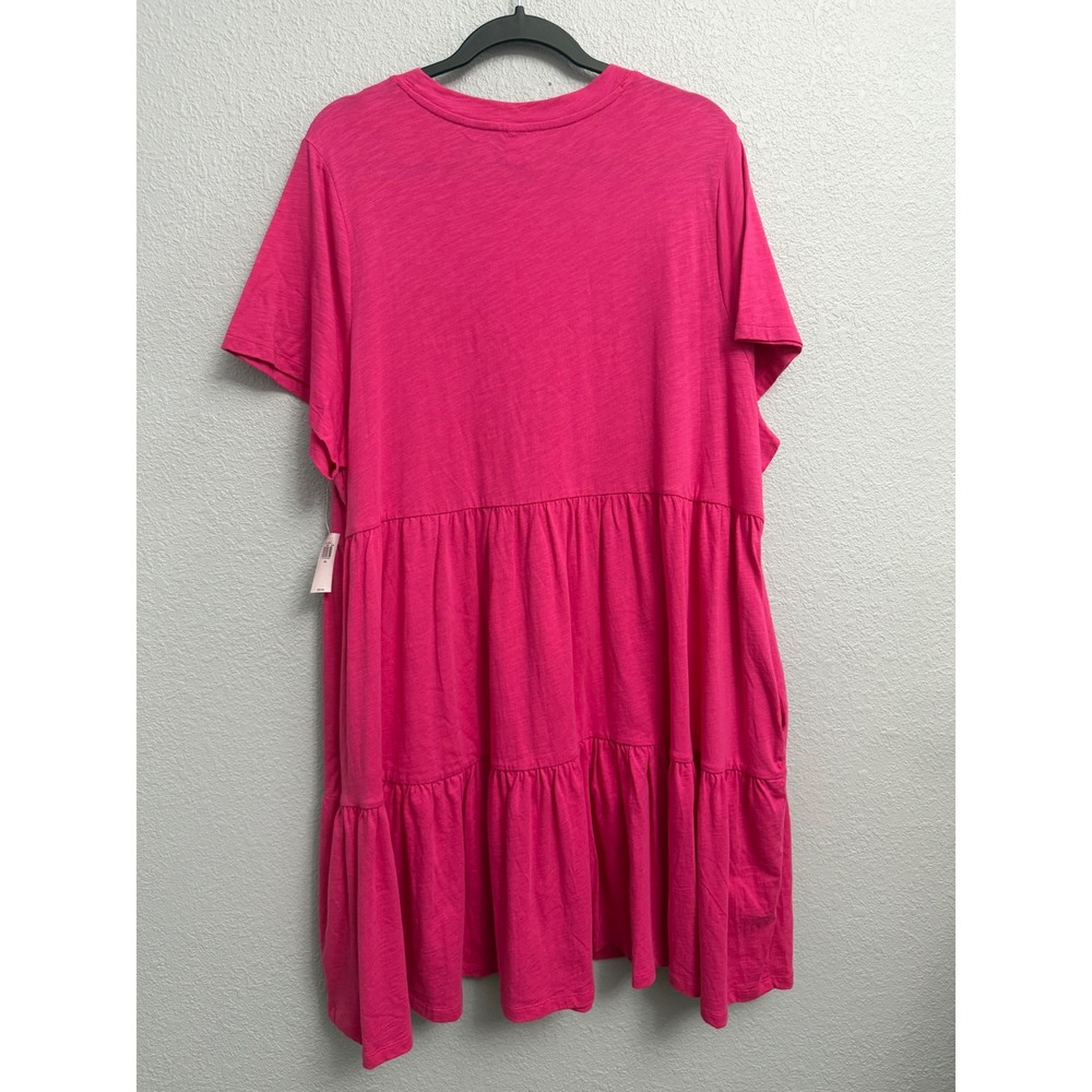Old Navy Womens XXL Pink Tiered Knit Short Sleeve Mini Dress Pockets Romantic - Picture 9 of 9